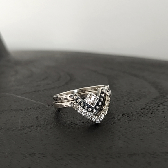 Silpada Jewelry - Silpada Ring SET Sterling Silver 925 All Angles Stackable Pave Chevron Retired